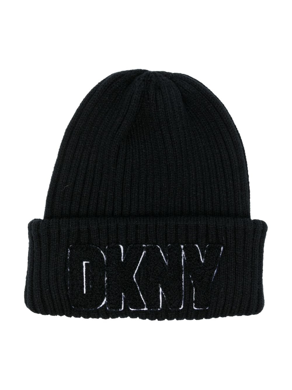 Dkny Kids Gerippte Beanie mit Logo-Patch - Schwarz von Dkny Kids