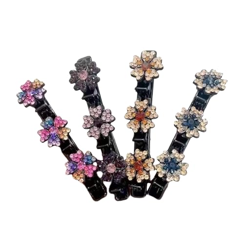 DmDoyy 4 Stück Five Leaf Clover Haarspangen, Elegante Haarspangen, Kristall Haarschmuck Damen, Eines Vierblättrigen Kleeblatts Und Blütenblättern von DmDoyy