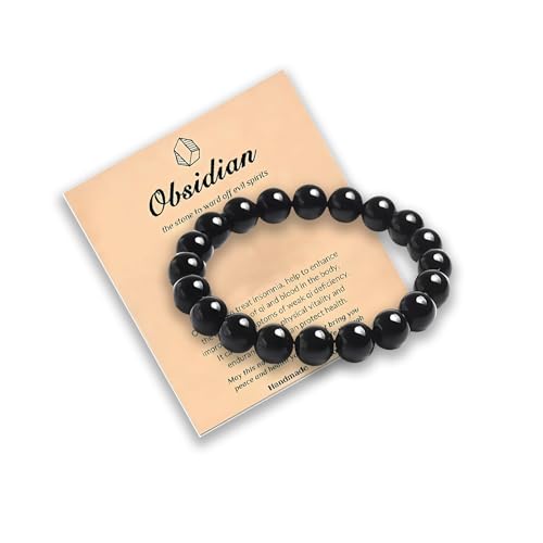DmDoyy Schwarzer Turmalin Edelstein Armband, Energiearmbänder Für Damen Und Herren, Heilstein Schutzstein Talisman Glücksbringer Geschenk von DmDoyy