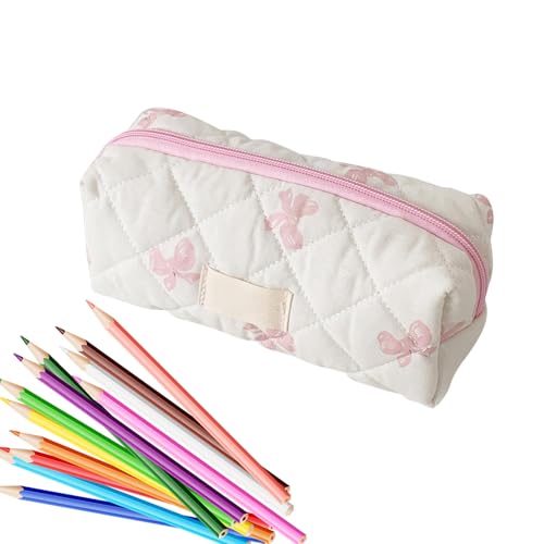 Dmuzsoih 20x8x8cm Stifthalter Mit Bogenmuster, Ästhetischer Bleistiftbeutel, Niedlicher Stifthalter, Federmäppchen Mit Schleife, Teenager Etui Schule, Multifunktionale Stiftebox Für Zuhause, Schule von Dmuzsoih