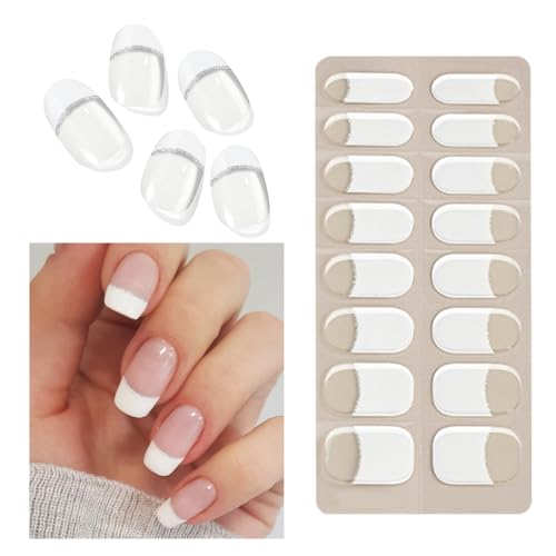 Dmuzsoih Halbhärtende Gel-Nagelstreifen - Französische Nagellack Aufkleber,Schonende Fingernagel Sticker für Frauen - Tägliche Anwendung Zuhause Berufstätige Anfänger von Dmuzsoih