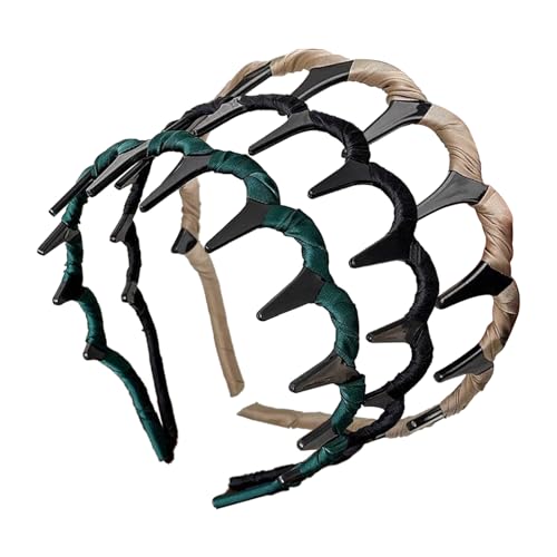 Dmuzsoih Kunsthaarband Für Hohen Kopf | Vintage High Cranium Haarband Mit Gezahnten Und Rutschfesten Zähnen,Mode Haarband Set für Alltag Reise Büro Damen von Dmuzsoih
