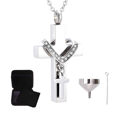 Dmuzsoih Urn Necklace - Verstecktes Aschenanhänger | Kreuz Anhänger Mit Urnenfach Für Einäscherung Erinnerung Reisen Und Zuhause Anzeige von Dmuzsoih