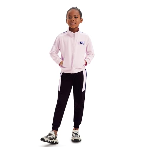 Dmwhsy 2Pack Mädchen Kinder Outfits Trainingsanzug Set gestreift Bomber Brief drucken Zip Up Crop Top Langarm mit Taschen unten Sport authentisch Jogger Kordelzug Hose für Alter 4-15 Jahre von Dmwhsy