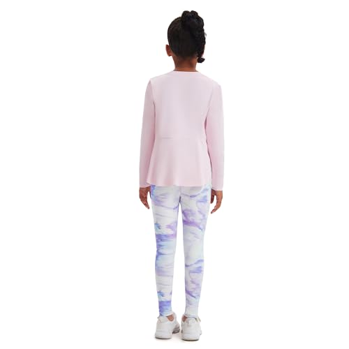 Dmwhsy Traininganzug für Kinder-Mädchen,Langärmeliges T-Shirt mit gebogenem Saum und lila Jogginghose Set,Joggen und Camping,Alter 5–14 Jahre von Dmwhsy
