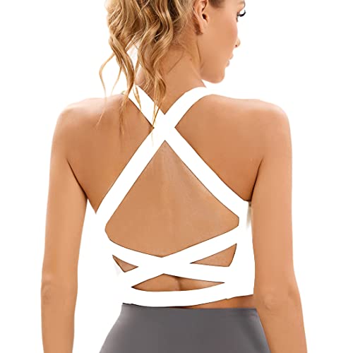 Sport-BHS für Damen, sexy, überkreuzter Rücken, gepolsterter Träger-Sport-BH, Yoga-BH für Damen, Workout-Tanktops von Dmwhsy