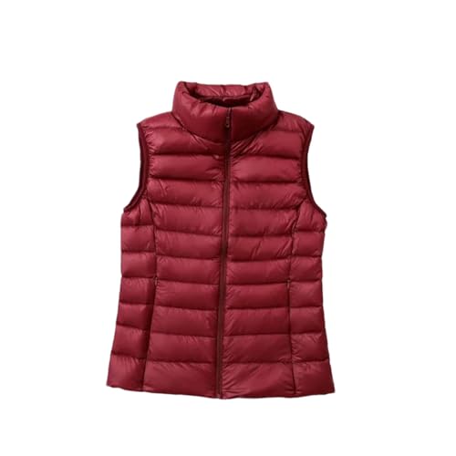 Dndrdhfb Damen Ärmellose Daunenjacke Herbst und Winter Leichte Weiße Ente Weste Große Größe, weinrot, 8X-Large von Dndrdhfb