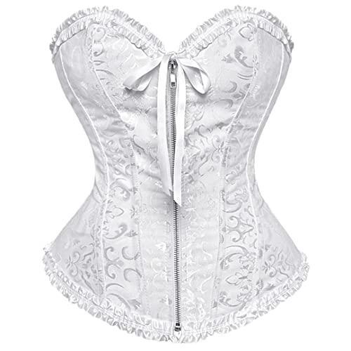 Dndrdhfb Damen-Korsett, Gothic-Stil, mit Reißverschluss, Schnürung, Bustier, Übergröße, weiß, 6X-Large von Dndrdhfb