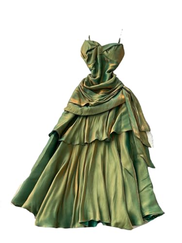 Dndrdhfb Damen Spaghettiträger Ärmellos Plissee Abendkleid Sommer Französisch Rüschen Maxikleid, En8, S von Dndrdhfb