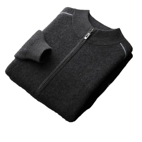 Dndrdhfb Herren Kaschmir Cardigan Sweater Casual Half Rollkragen Strickpullover (mit Taschen), Kohlenstoffruß, XXXL von Dndrdhfb