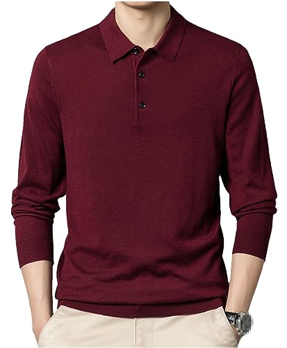 Dndrdhfb Herren-Poloshirt Aus Wollstrick, Langärmelig, Reversknopf, Schmal, Business-Casual-Pullover, Poloshirts 5 Asian Size 3XL(185) von Dndrdhfb