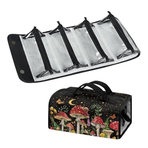 DNGKAOJE Aufrollbare Make-up-Tasche für Damen, zum Aufhängen, 4-in-1, faltbare Reise-Make-up-Tasche, Pilz-Schmetterling, Einheitsgröße von Dngkaoje