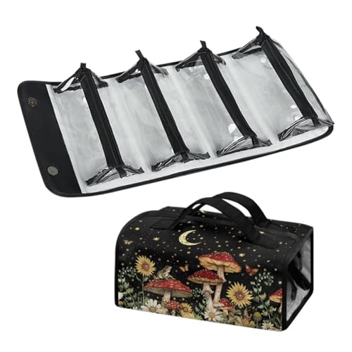 DNGKAOJE Aufrollbare Make-up-Tasche für Damen, zum Aufhängen, 4-in-1, faltbare Reise-Make-up-Tasche, Pilzfrosch, Einheitsgröße von Dngkaoje