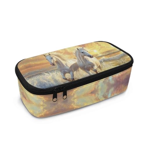 Dngkaoje Großes Federmäppchen für Mädchen und Jungen, ästhetisches Federmäppchen, Organizer mit Reißverschluss, niedliches Federmäppchen für die Schule, Meerweißes Pferd, L10.2xW4.5xH3.2 inches Dngkaoje Großes Federmäppchen für Mädchen und Jungen, ästhetisches Federmäppchen, Organizer mit Reißverschluss, niedliches Federmäppchen für die Schule, Meerweißes Pferd, L10.2xW4.5xH3.2 inches von Dngkaoje