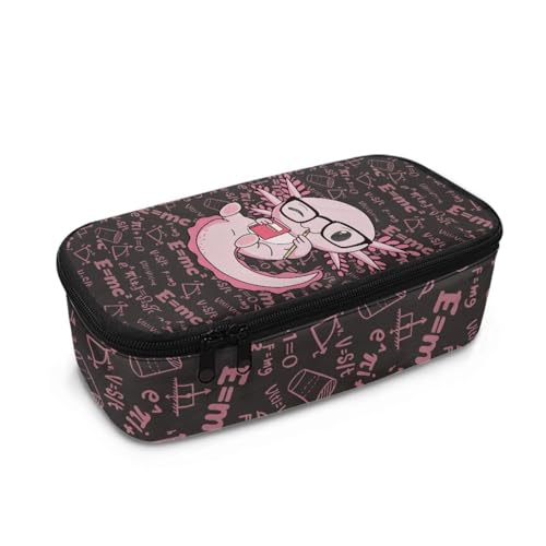 Dngkaoje Großes Federmäppchen für Mädchen und Jungen, ästhetisches Federmäppchen, Organizer mit Reißverschluss, niedliches Federmäppchen für die Schule, Rosa Axolotl, L10.2xW4.5xH3.2 inches von Dngkaoje