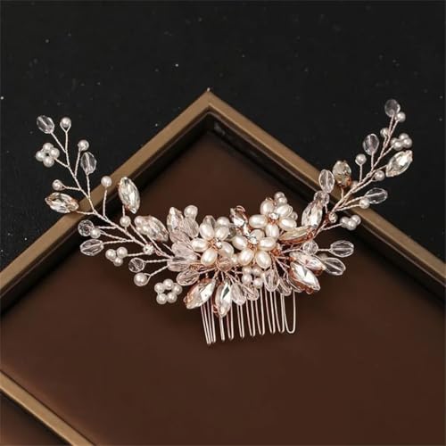 Damen Braut Haarkamm Perle Tiaras Blume Haarnadel Clip Mädchen Party Hochzeit Haarschmuck 1 von Dninmim