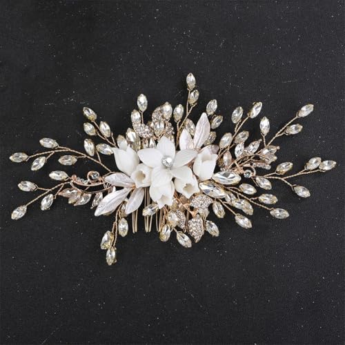 Damen Braut Hochzeit Strass Strass Blume Haarkamm Kopfschmuck Haarschmuck 1 von Dninmim