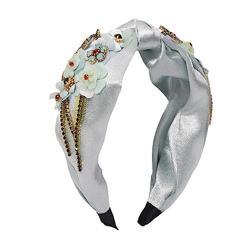 Damen Bunte Strass Stirnband Turban Handgemachte Casual Stirnband Zubehör F2801-Hellblau von Dninmim