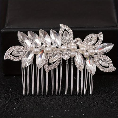 Damen-Haarkämme mit Perlen und Strasssteinen, Haarschmuck, Braut-Kopfschmuck, Silber17 Damen-Haarkämme mit Perlen und Strasssteinen, Haarschmuck, Braut-Kopfschmuck, Silber17 von Dninmim