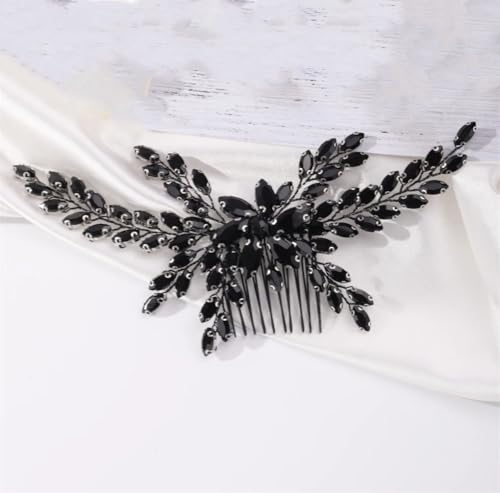 Damen Haarkamm mit Strasssteinen, für Abschlussball, Party, Kopfschmuck, Schwarz von Dninmim