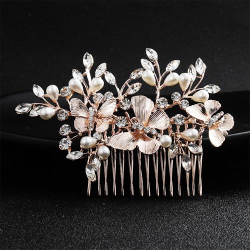 Damen Perlen Haarkamm Hochzeit Party Schmuck Strass Seite Pony Haarspange Kopfschmuck C von Dninmim