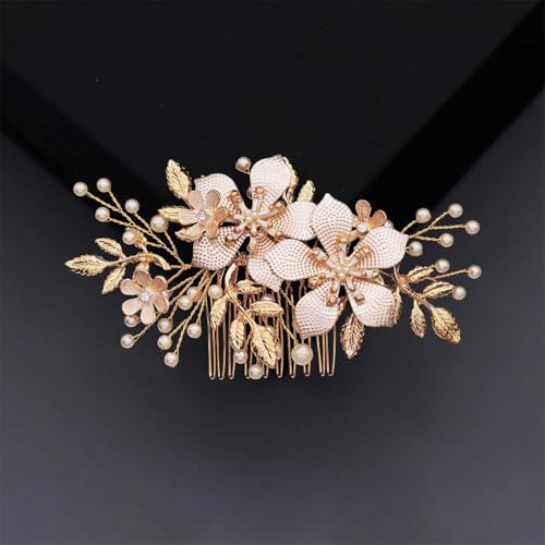 Damen Perlen Haarkamm Hochzeit Party Schmuck Strass Seite Pony Haarspange Kopfschmuck H von Dninmim
