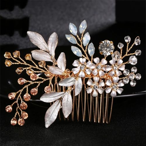 Damen Perlen Haarkamm Hochzeit Party Schmuck Strass Seite Pony Haarspange Kopfschmuck L von Dninmim