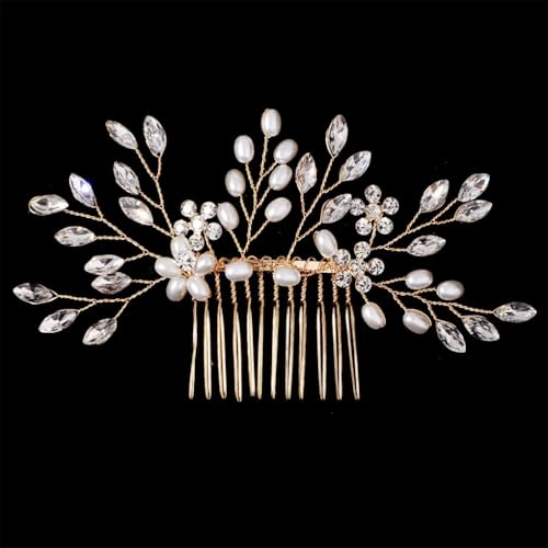 Damen Perlen Haarkamm Hochzeit Party Schmuck Strass Seite Pony Haarspange Kopfschmuck P von Dninmim