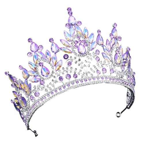Dninmim Damen Hochzeitskrone Strass Bankett Tiara Kopfschmuck Brautparty Schmuck Zubehör Lila AB von Dninmim