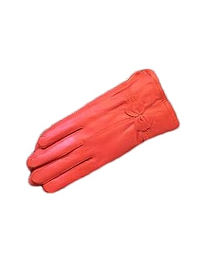 Dninmim Damen Lederhandschuhe Herbst und Winter Damen Handschuhe, Orange, One size von Dninmim