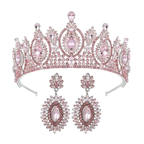 Dninmim Damen-Schmuck-Set mit Krone und Ohrringen für Damen, Abschlussball, Brautschmuck, Hochzeit, Tiara, Schmuck, Kopfbedeckung, Braut Pnnrk von Dninmim