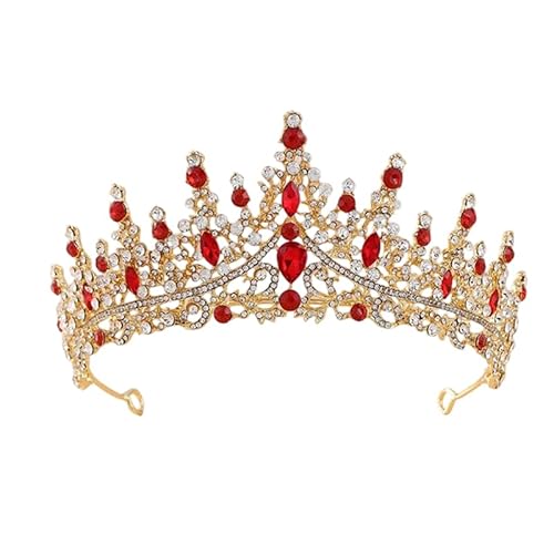 Dninmim Damen Strass Braut Tiaras Kronen Kopfbedeckung Hochzeit Haar Kleid Schmuck Accessoires Gold Rot von Dninmim