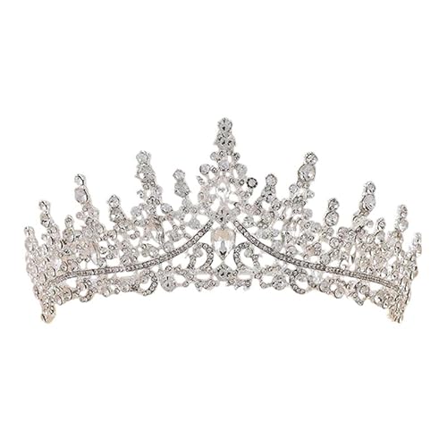 Dninmim Damen Strass Braut Tiaras Kronen Kopfbedeckung Hochzeit Haar Kleid Schmuck Accessoires Silber Weiß von Dninmim