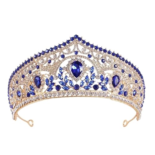 Dninmim Damen Strass Brautkronen Prinzessin Tiaras Krone Kopfschmuck Hochzeit Haarschmuck Blau von Dninmim