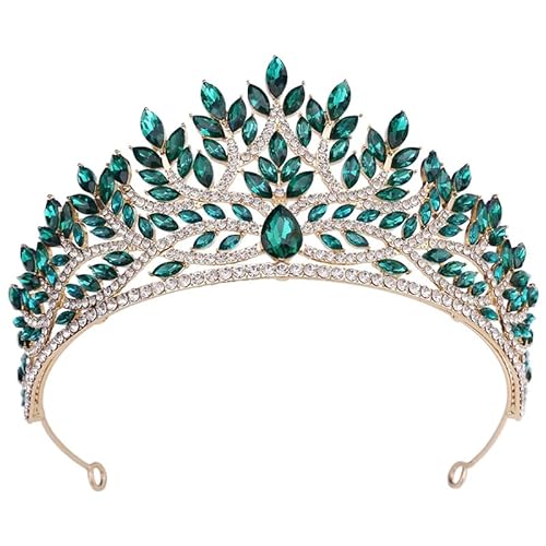 Dninmim Damen Strass Krone Tiaras Braut Hochzeitskleid Krone Haarschmuck Party Geburtstag Kopfschmuck Gold EN8 von Dninmim