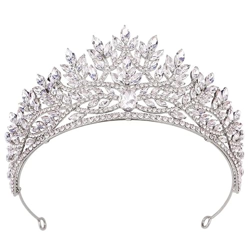 Dninmim Damen Strass Krone Tiaras Braut Hochzeitskleid Krone Haarschmuck Party Geburtstag Kopfschmuck Silber Weiß von Dninmim