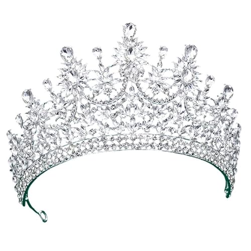 Dninmim Damen Strass Tiaras für Braut Kopfschmuck Prinzessin Hochzeit Krone Haarschmuck Accessoires Silber Weiß von Dninmim