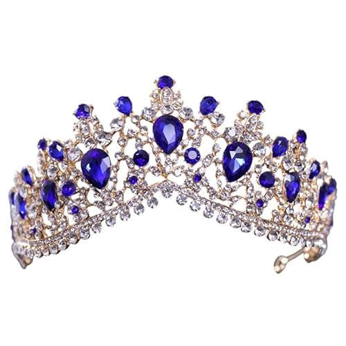 Dninmim Damen Strass Wassertropfenkronen und Diademe Vintage Braut Hochzeit Haarschmuck Schmuck Blau von Dninmim