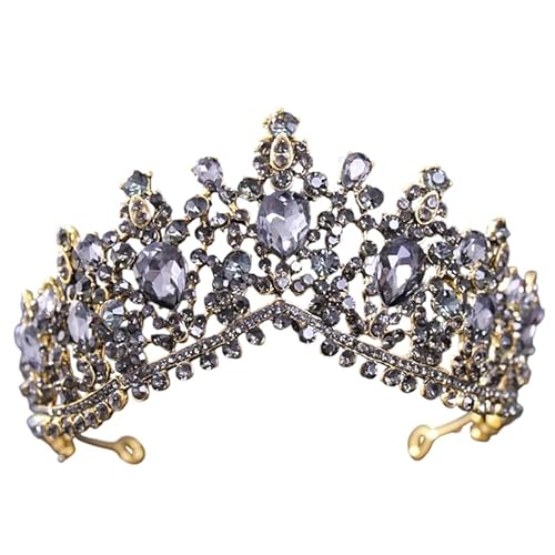 Dninmim Damen Strass Wassertropfenkronen und Diademe Vintage Braut Hochzeit Haarschmuck Schmuck Schwarz von Dninmim