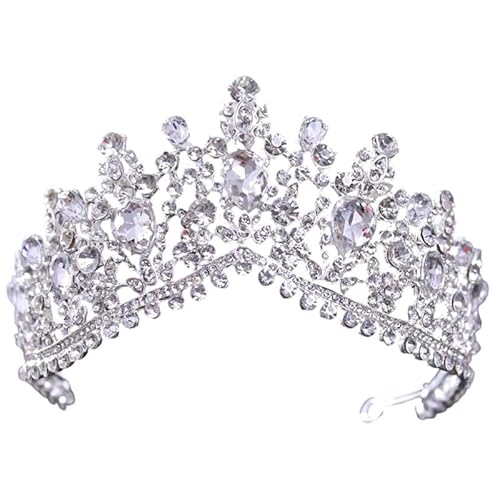 Dninmim Damen Strass Wassertropfenkronen und Diademe Vintage Braut Hochzeit Haarschmuck Schmuck Silber von Dninmim