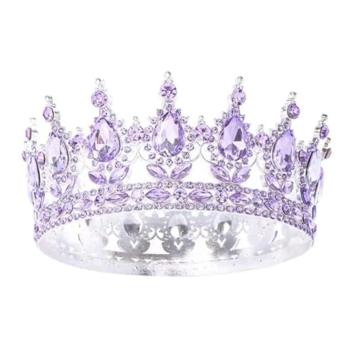 Dninmim Damen Vintage Braut Tiara Krone Kopfschmuck Abschlussball Braut Hochzeit Haarschmuck Accessoires Silber Lila von Dninmim