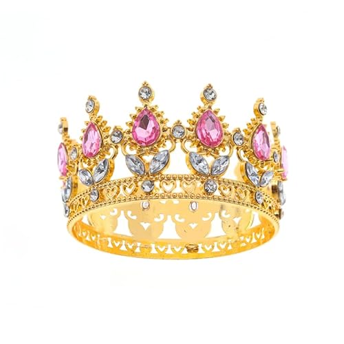 Dninmim Damen Vintage Braut Tiara Krone Kopfschmuck Abschlussball Braut Hochzeit Haarschmuck Accessoires klein Gold Pnnrk von Dninmim