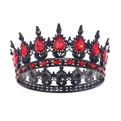 Dninmim Damen Vintage Braut Tiara Krone Kopfschmuck Abschlussball Braut Hochzeit Haarschmuck Zubehör Rot von Dninmim