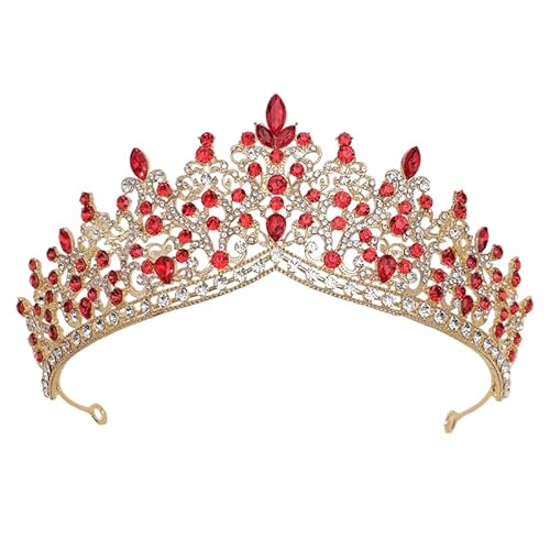 Dninmim Damen Vintage Krone Bunte Braut Kopfschmuck Große Strass Krone Party Bankette Zubehör 2 von Dninmim