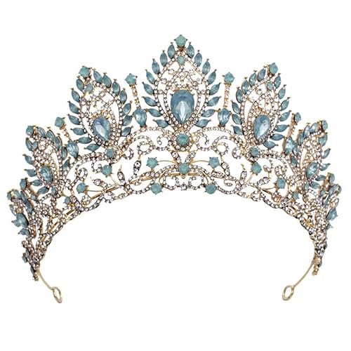 Dninmim Damen Vintage Krone Tiaras Hochzeitskleid Krone Haarschmuck Prinzessin Geburtstag Kopfschmuck Gold Opal En8 von Dninmim