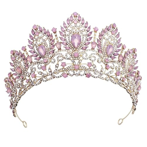 Dninmim Damen Vintage Krone Tiaras Hochzeitskleid Krone Haarschmuck Prinzessin Geburtstag Kopfschmuck Gold Opal Pnnrk von Dninmim