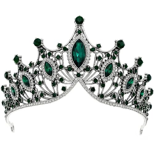 Dninmim Damen Vintage Prinzessin Tiara Krone Mädchen Frauen Hochzeit Party Strass Brautkrone Schmuck Retro Silber EN8 von Dninmim