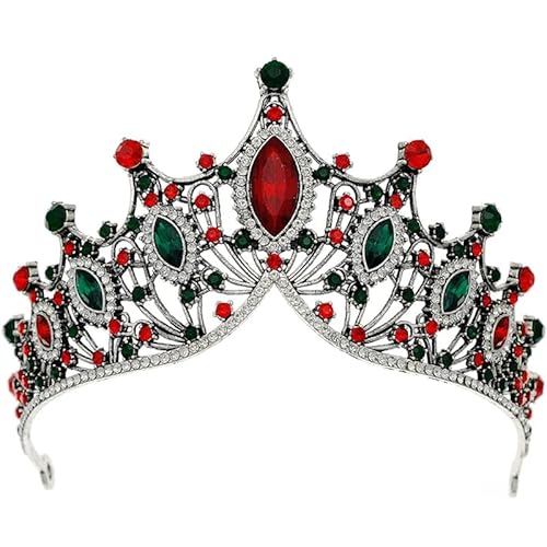 Dninmim Damen Vintage Prinzessin Tiara Krone Mädchen Frauen Hochzeit Party Strass Brautkrone Schmuck Retro Silber Multi von Dninmim
