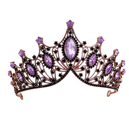 Dninmim Damen Vintage Strass Kronen Hochzeit Haarschmuck Prinzessin Diademe Party Schmuck Lila von Dninmim