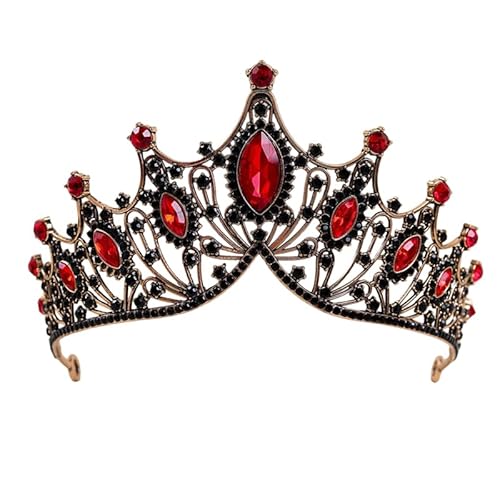 Dninmim Damen Vintage Strass Kronen Hochzeit Haarschmuck Prinzessin Diademe Party Schmuck Rot von Dninmim